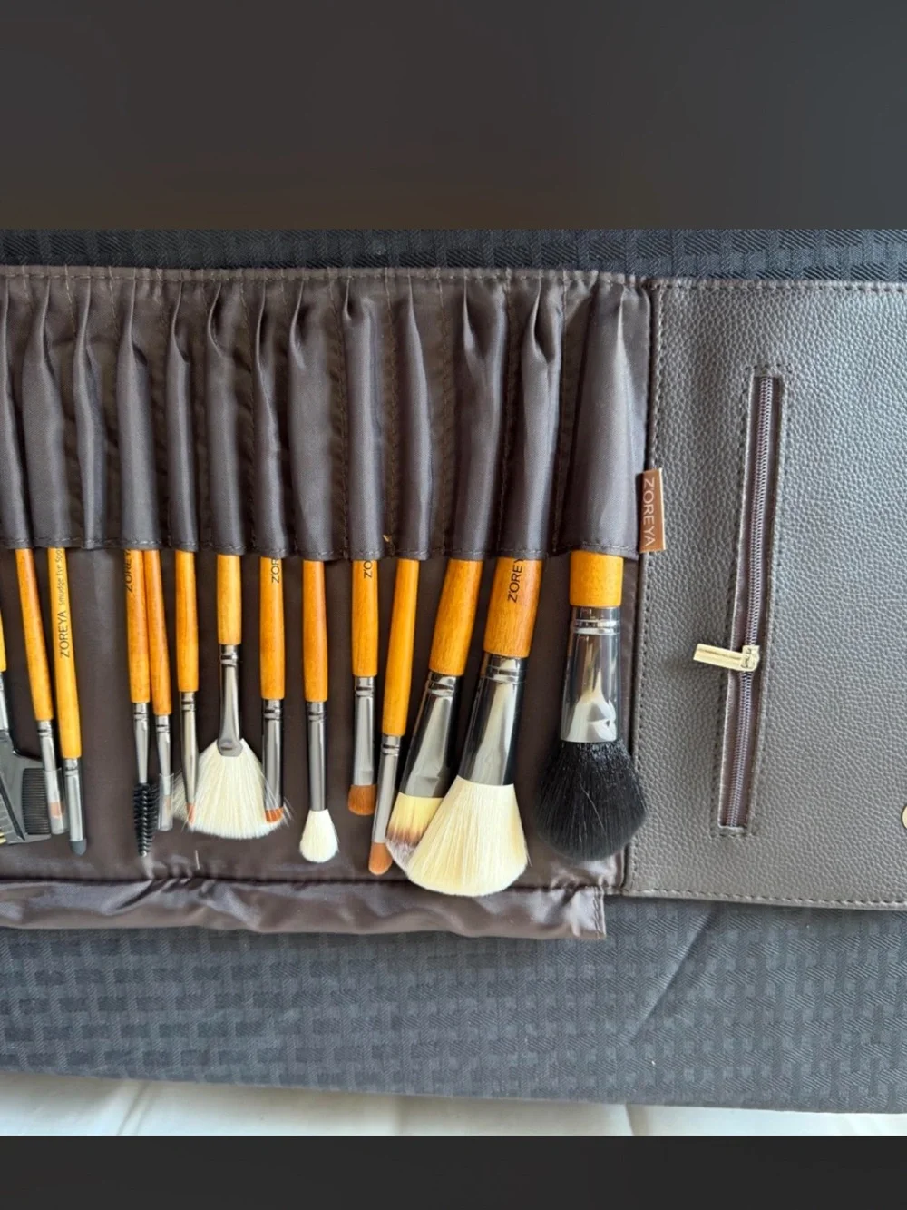 Brown & Natural Makeup Brush Set – 12-Piece Women’s Brush Kit